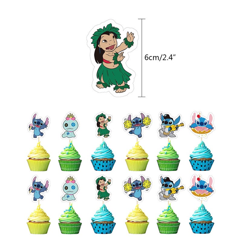Losede 24PCS Cake Toppers Cupcake Toppers Cake Decorations Birthday Party Supplies Decorations - Image 3